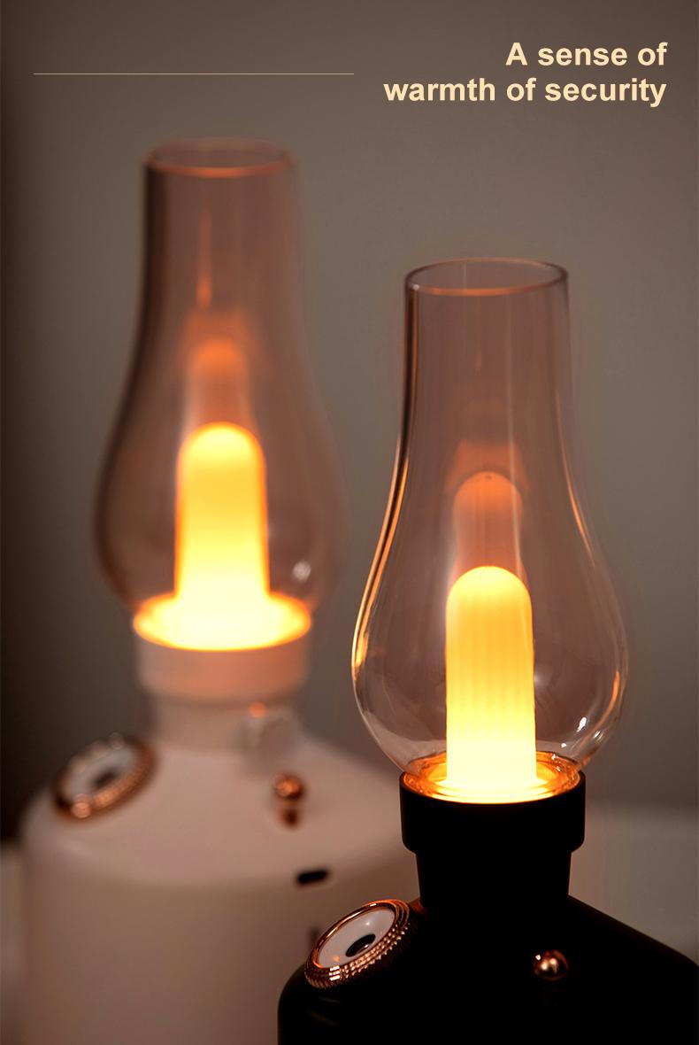 Máy Tạo Độ Ẩm Không Khí USB Có Thể Sạc Retro Dầu Lửa Đèn LED Ánh Sáng Khuếch Tán Hương Thơm Không Dây Phun Sương Tạo Trang Trí Nhà