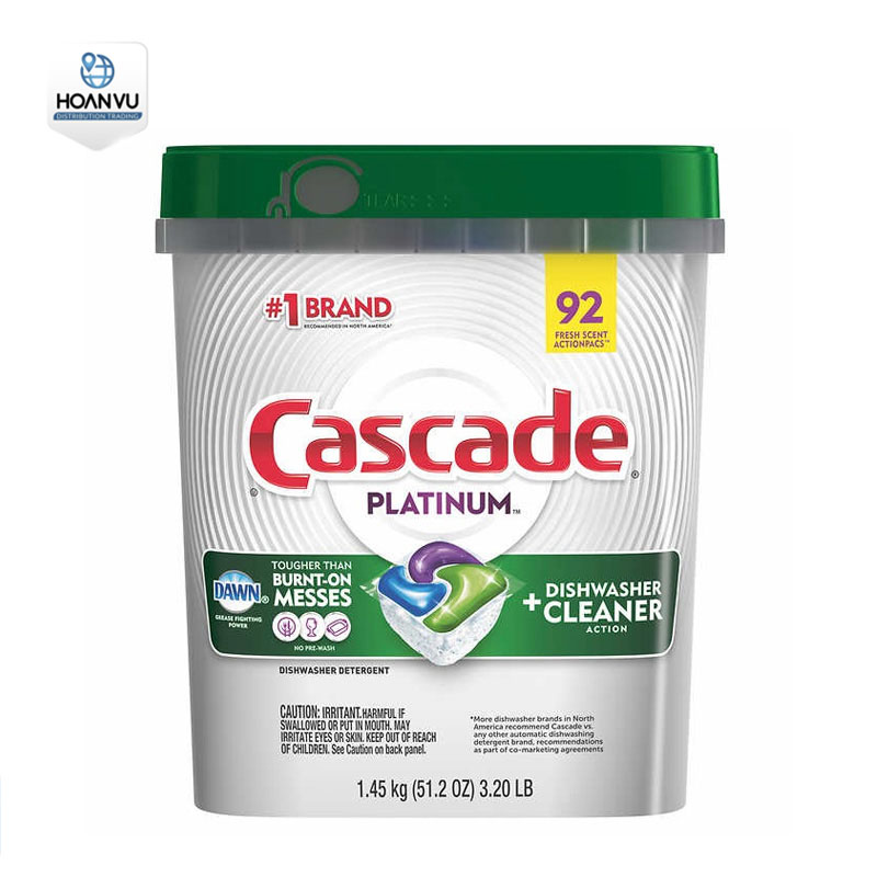 Viên Rửa Chén Cascade Platinum Dishwasher Detergent Actionpacs 92 viên 1.45kg