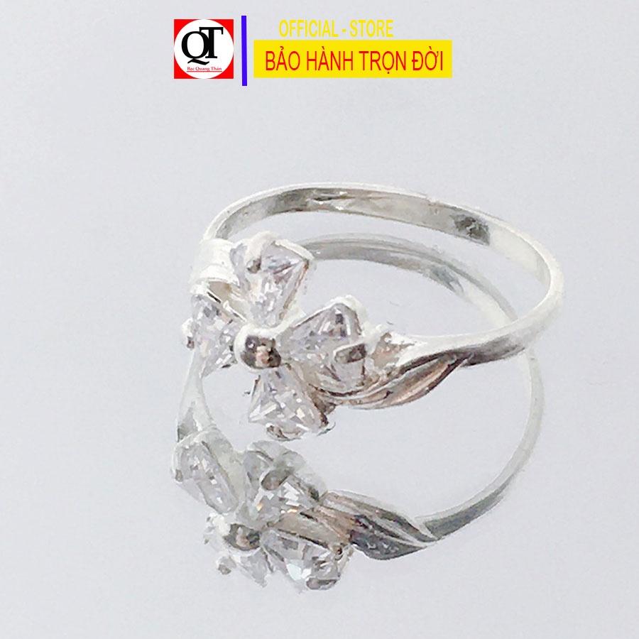 Nhẫn trẻ con hoa mai cho bé gái chất liệu bạc ta gắn đá trắng sáng trang sức Bạc Quang Thản – QTTC5