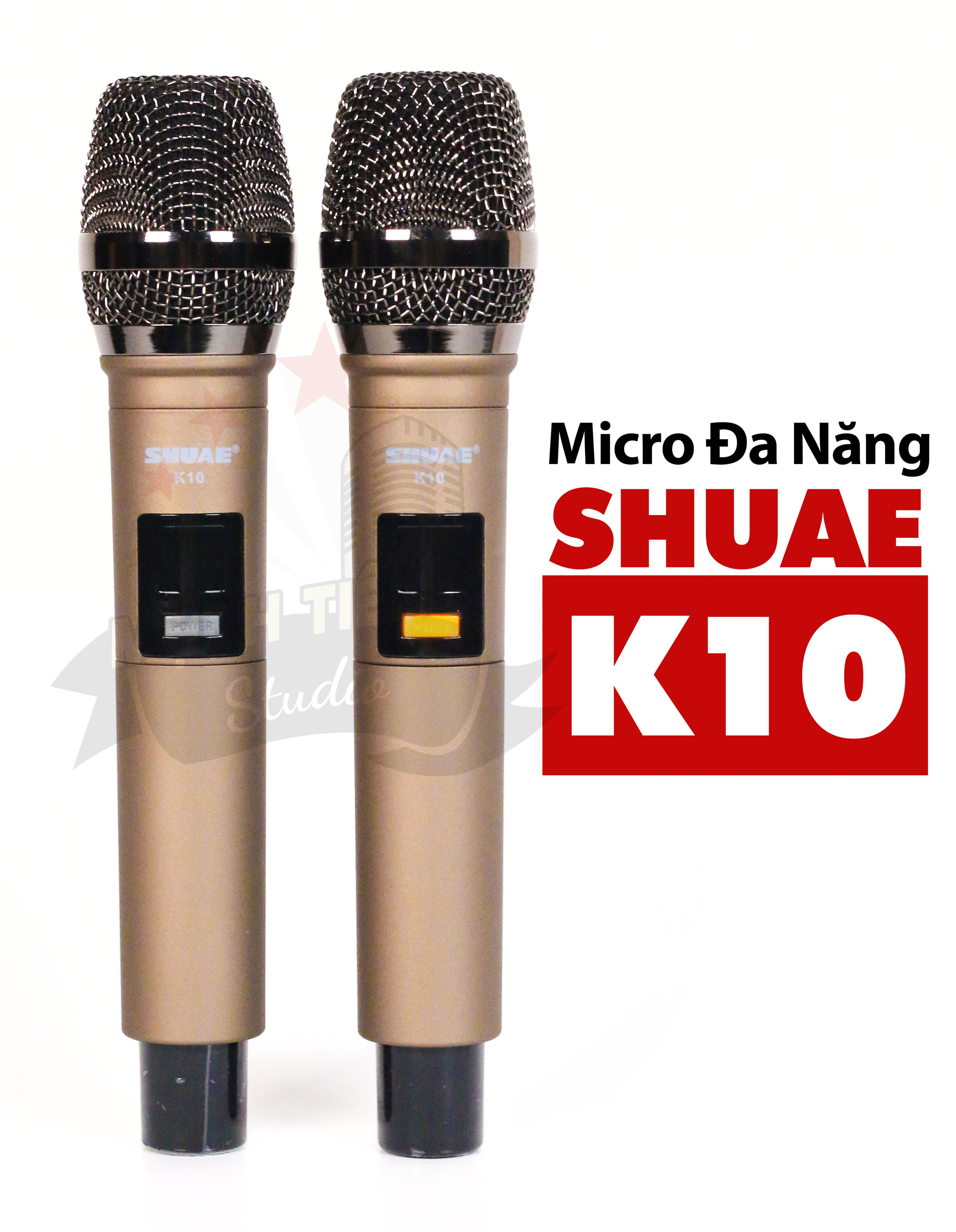 Bộ 2 Micro không dây Shuae K10 - Hút âm tốt, chống hú hiệu quả - Màn hình Led hiển thị tần số - Phù hợp mọi thiết bị - Thiết kế hợp kim chắc chắn, chuyên nghiệp, sang trọng - Hàng nhập khẩu