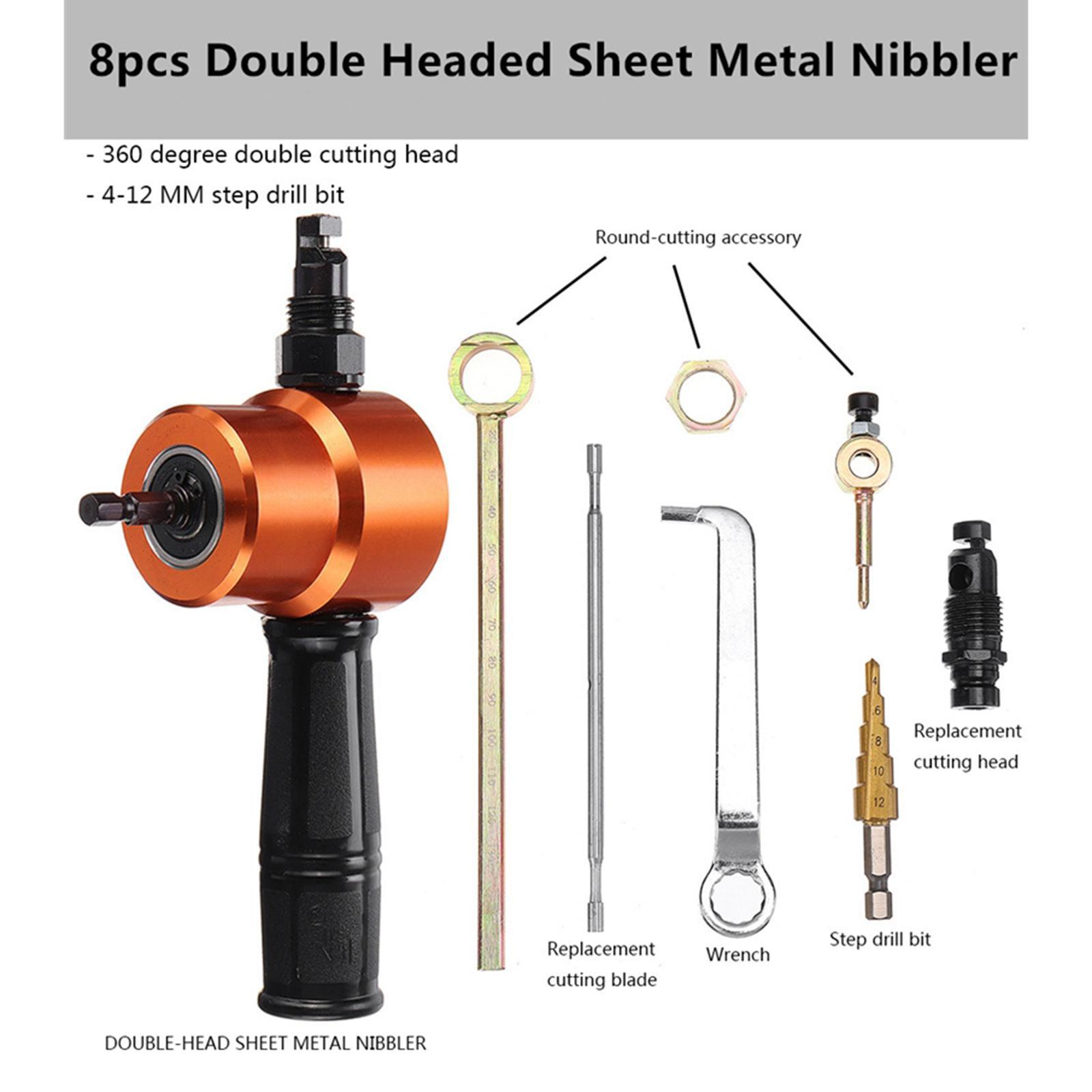 Power Drill Attachment Double Head Metal Nibbler Cutting Cutter Gold