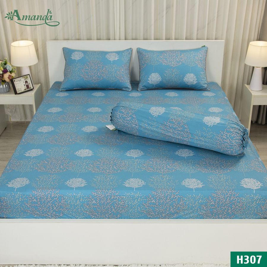 Bộ chăn ra gối cotton Hàn Quốc mềm mại không xù lông Amanda