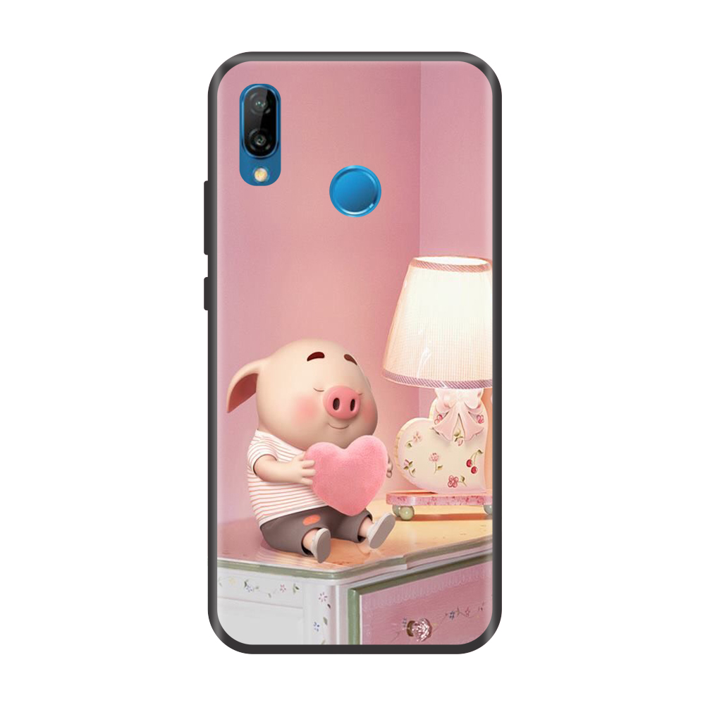 Ốp lưng TPU viền dẻo cho điện thoại HUAWEI NOVA 3E Hình Heo Con Đang Yêu