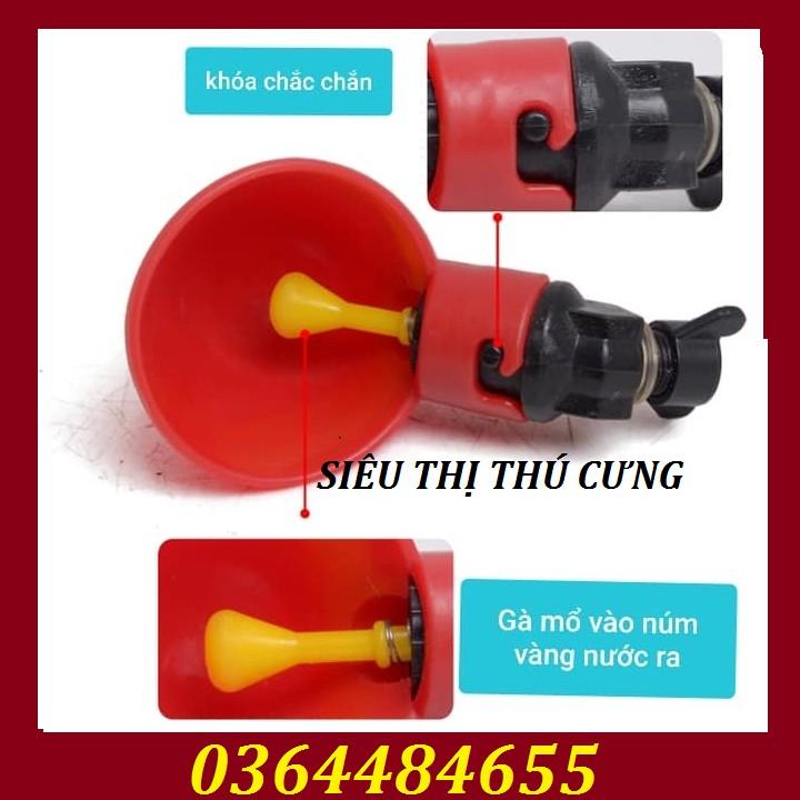 Combo 6 máng uống tự động màu đỏ cho gà vịt-núm uống tự động