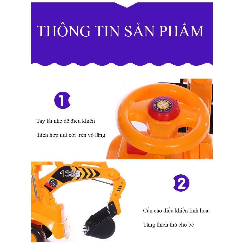 Xe Cần Cẩu 1388 Bé 1-4 Tuổi Trở Lên Chòi Chân Cỡ Đại Kèm Nhạc Tặng Pin Bé Trai Bé Gái