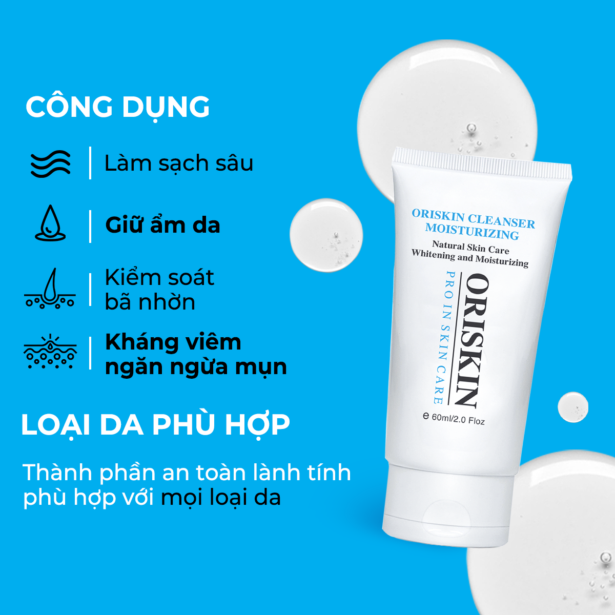 Sữa Rửa Mặt Trắng Da Oriskin Cleanser Moisturizing 