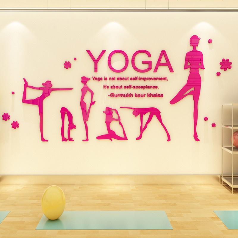 Tranh dán tường mica 3d decor khổ lớn trang trí phòng tập fitness & yoga, phòng thể dục