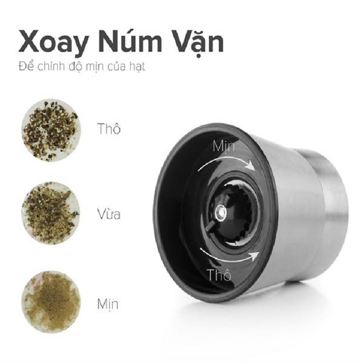 Máy Xay Tiêu Cầm Tay Thủy Tinh - Dụng Cụ Cối Xay Tiêu Nắp Inox Vặn Tay Nhỏ Gọn Tiện Dụng - Hàng Loại 1 - Chính Hãng MINIIN