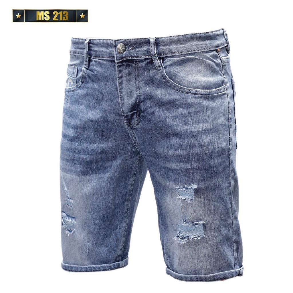 quần short jean nam ngắn trắng xanh rách nhẹ đẹp mẫu mới hot 2022