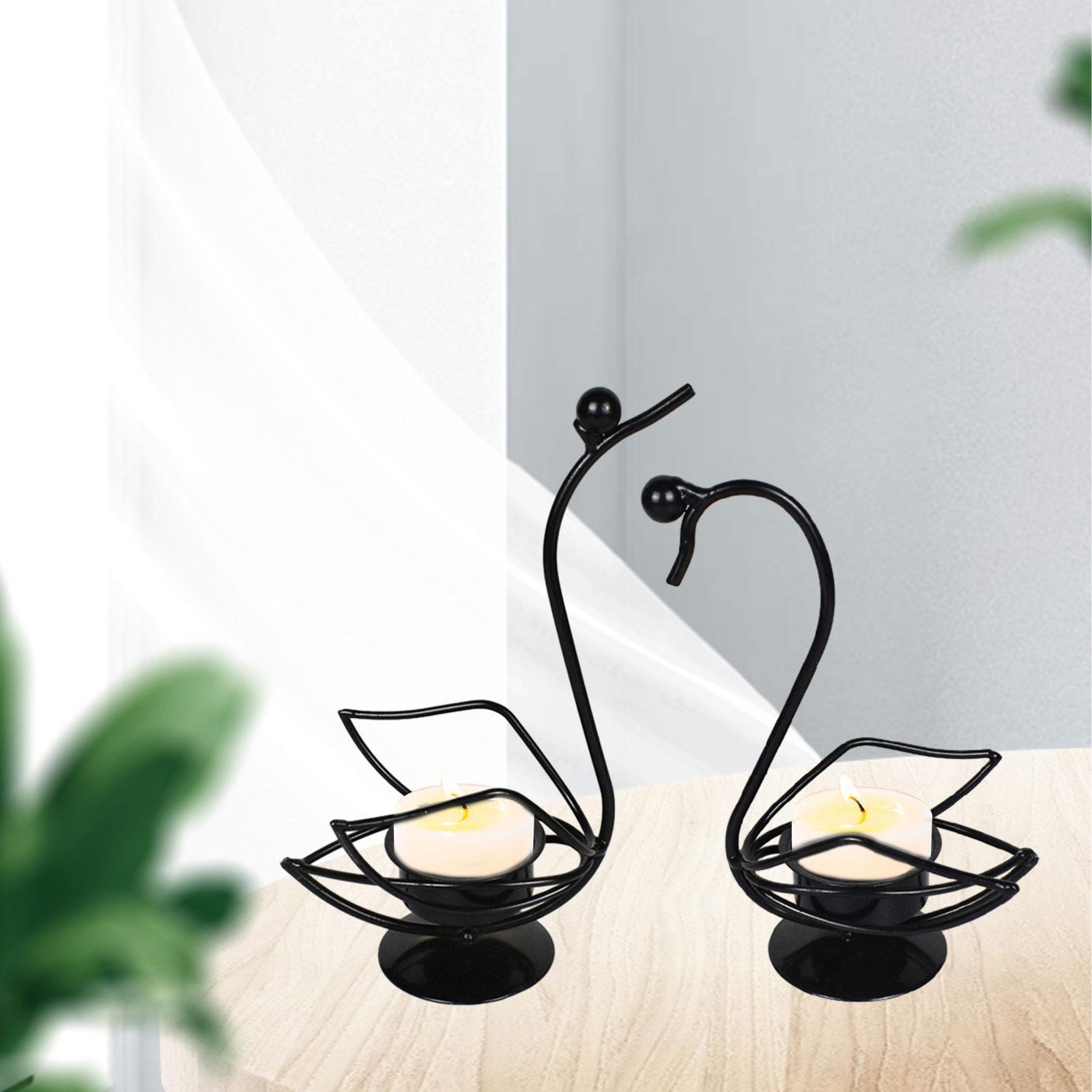 2x Swan Candle Holder Candelabra Elegant Nordic Iron Candlestick Candle Stand for Dining Table Living Room Home Holiday Decor