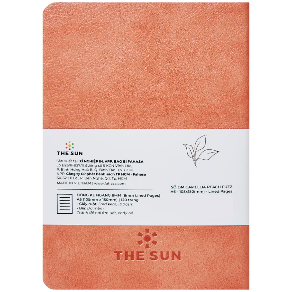 Sổ Da Bìa Cứng Camellia A6 - Kẻ Ngang - 120 Trang 100gsm - The Sun - Peach Fuzz