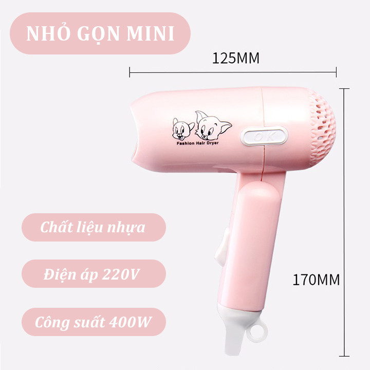 Máy sấy tóc mini 2 chế độ 400W hoạt hình - màu ngẫu nhiên