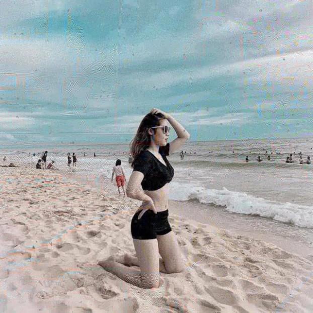 Set bikini tay ngắn xoắn ngực + quần lưng cao siêu hot