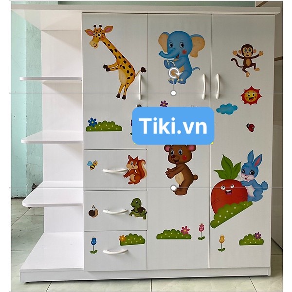 Tủ nhựa Đài Loan Juno Sofa Cao 1m25 Ngang 1m35 Dán decal xịn xò