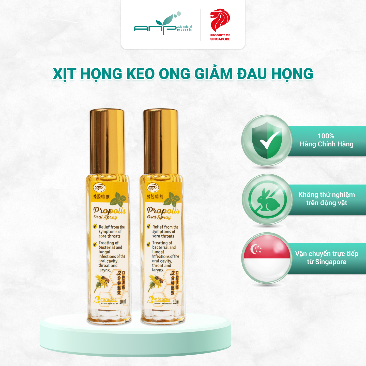 Xịt Họng Keo Ong Propolis Oral Spray Giảm Đau Họng, Giảm Các Triệu Chứng Nhiễm Khuẩn Trong Thanh Quản 12ml