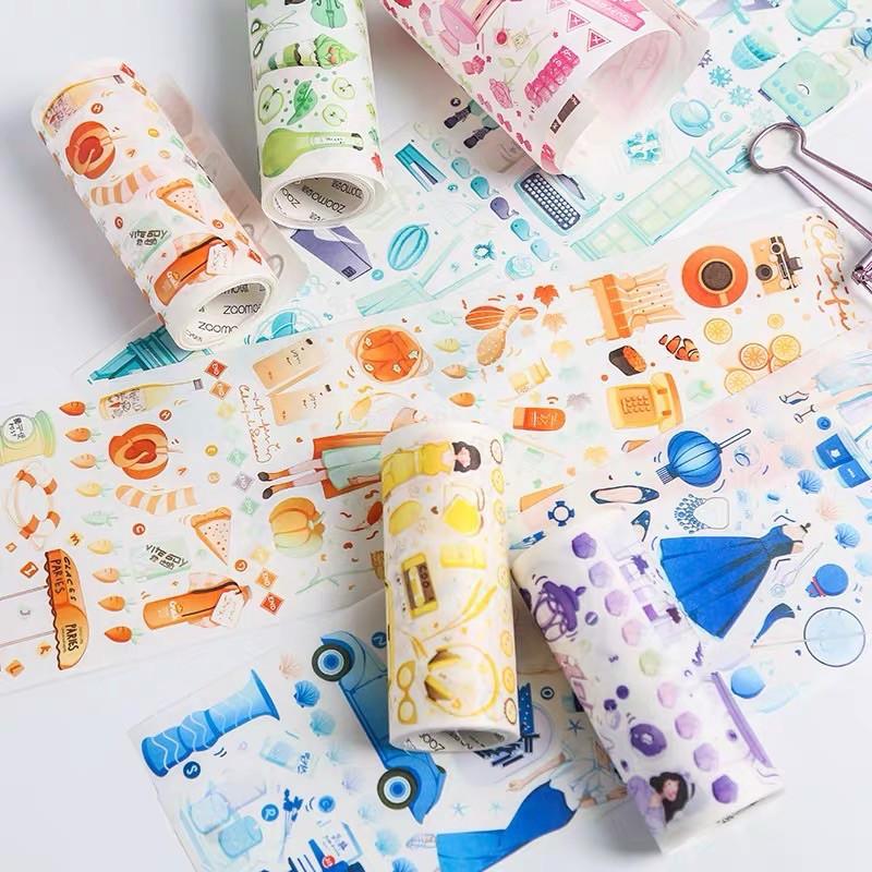 Chu kì 35cm washi tape bản rộng 10cm hình cô gái (chu kì 35cm không phải nguyên cuộn)