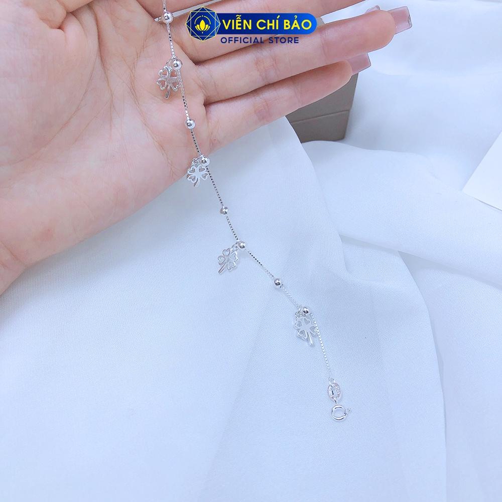Lắc tay bạc nữ cỏ 4 lá may mắn chất liệu bạc S925 thời trang phụ kiện trang sức nữ Viễn Chí Bảo L400313