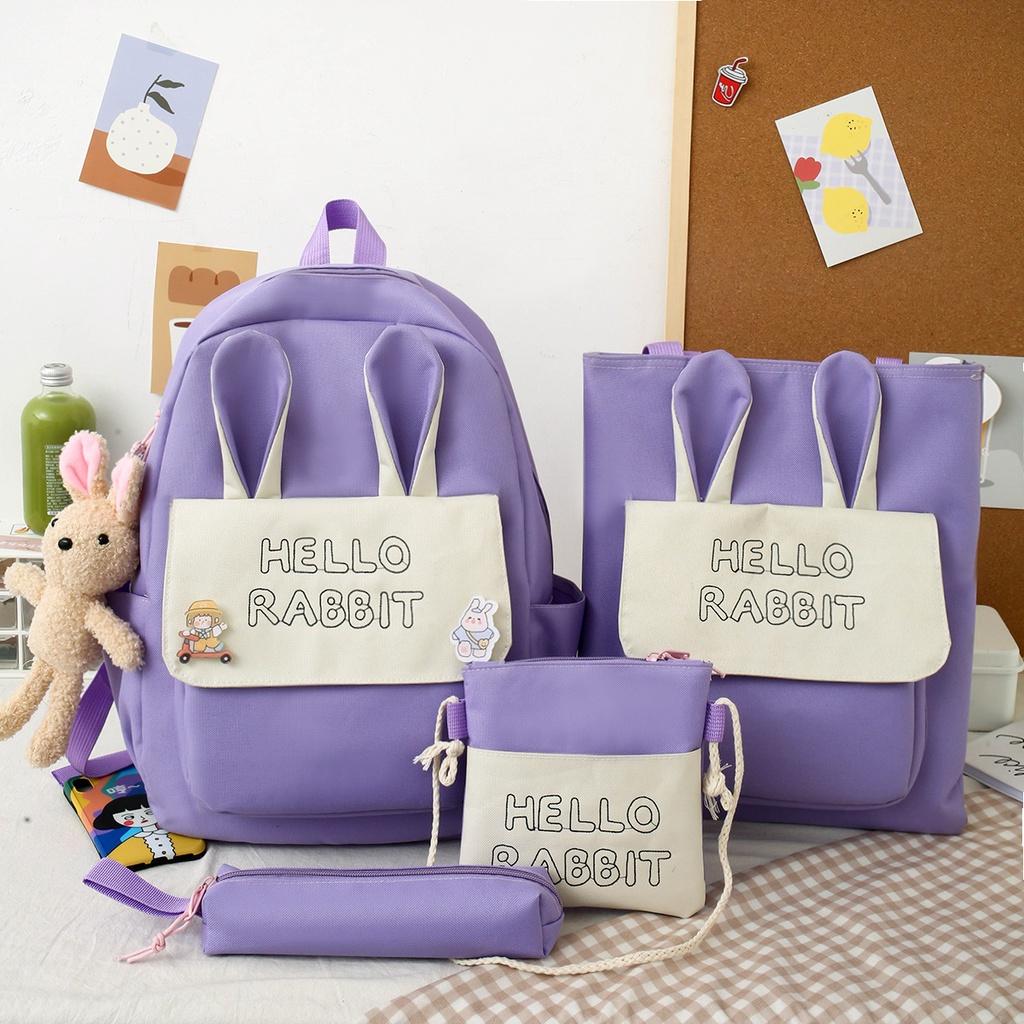 Set balo 4 món, Bao Thời Trang, Balo Chống Thấm Nam Nữ, Combo Balo 4 Món - SET 4 MÓN RABBIT