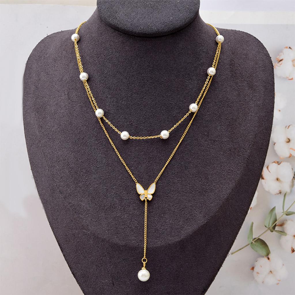 2021 2-layer Butterfly Chain Pendant Necklace Choker Women Jewelry Gifts