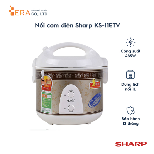 Nồi Cơm Điện Nắp Gài Sharp KS-11ETV RB (1L) - Hàng chính hãng