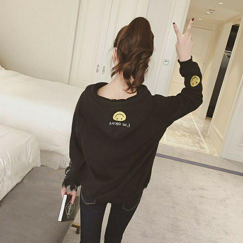 Áo đôi hoodie thu đông hình mặt cười
