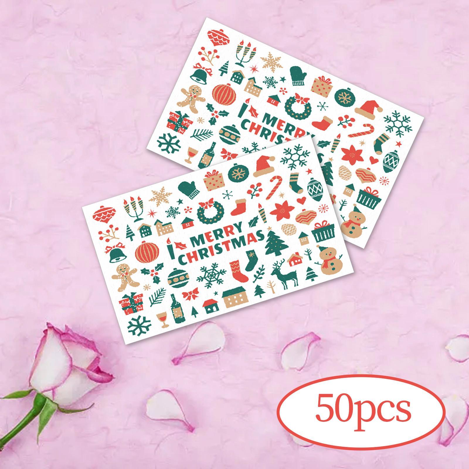 50Pcs Christmas Cards Greeting Presents Cards Snowman Reindeer Gift Crafts Xmas Cards for Holiday Wedding Birthday Festival