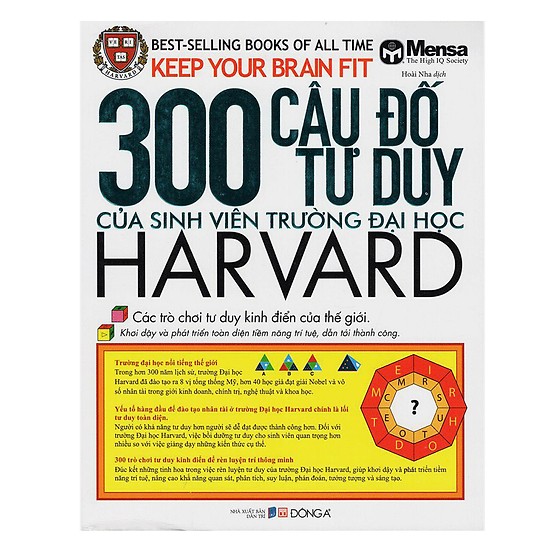 300 Câu Đố Tư Duy Của Sinh Viên Trường Đại Học Harvard Tái Bản tặng Kèm Bookmath Kẽm