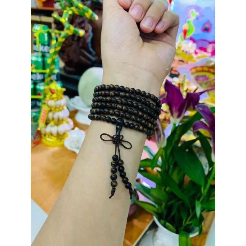 Vòng chuỗi trầm Sánh chìm 4li 108 hạt. 216hat. kèm hộp nhung Dây phụ và thẻ bảo hành +tặng 2 viên nụ