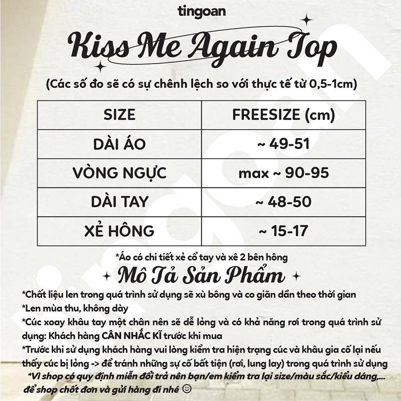 Áo len trễ vai lượn viền ngực sẻ vạt thân và tay trắng tingoan KISS ME AGAIN TOP/WH