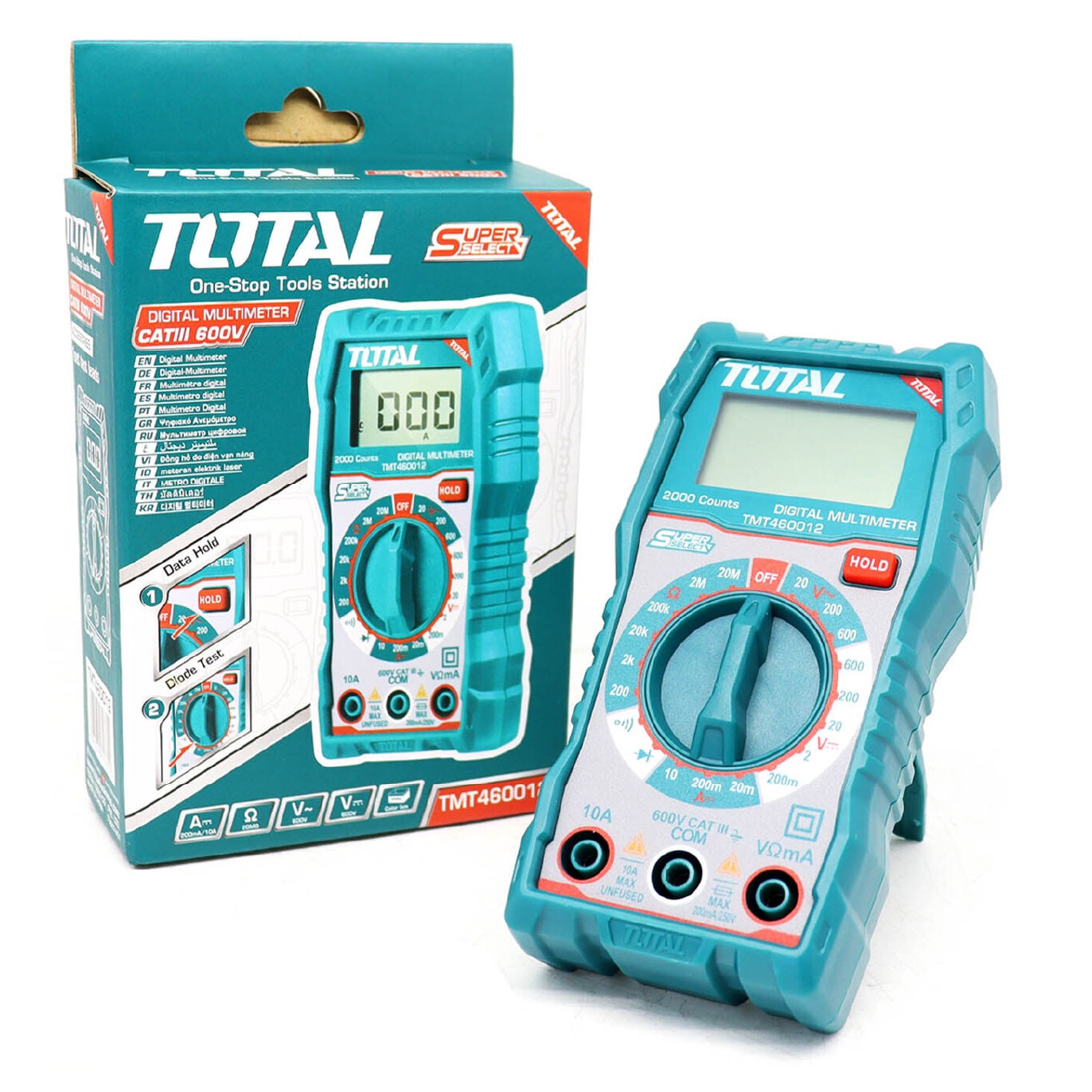 Đồng hồ đo điện vạn năng TOTAL TMT460012 - độ chính xác cao, màn hình LCD 2000 số đếm, có đèn nền ban đêm, có kèm pin