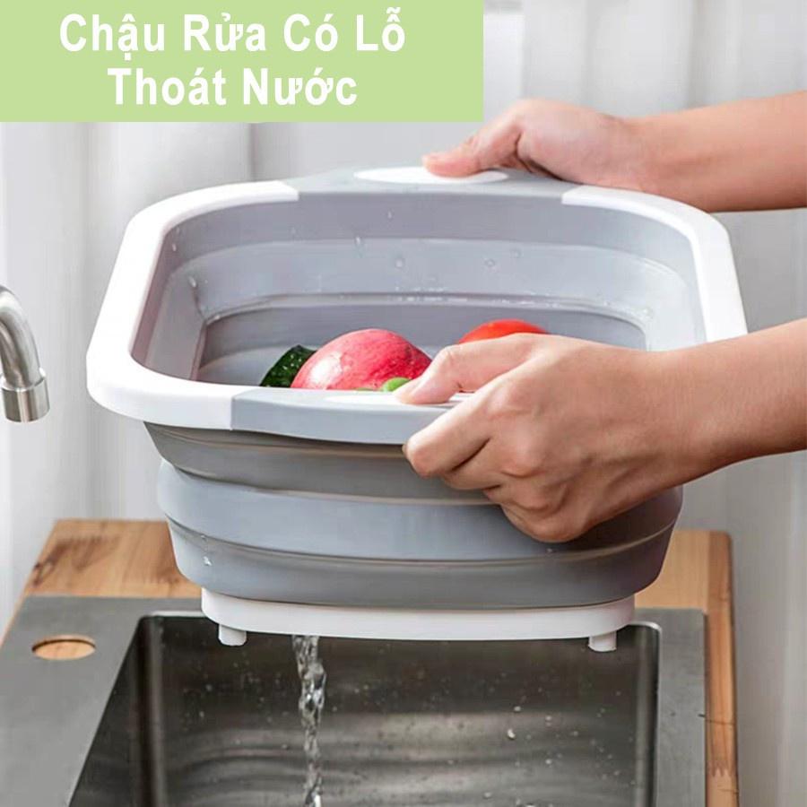 Chậu gấp gọn kiêm thớt và rổ đựng đa năng loại LỚN 3in1 Đa Năng Tiện Dụng 88011 THẾ GIỚI TIỆN ÍCH