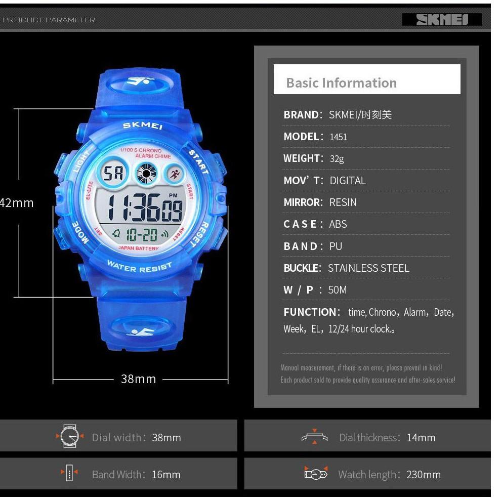 Đồng hồ trẻ em bé trai bé gái SKMEI 1451 Chống Nước 50M Có Đồng Hồ Đếm Ngược