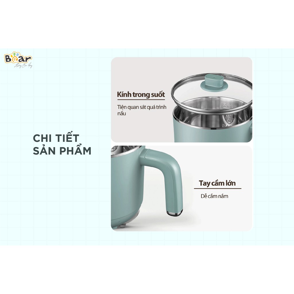 Nồi lẩu hấp điện 2 tầng đa năng Bea DRG-D12M5 dung tích 2L chất liệu an toàn chịu nhiệt lõi thép không rỉ