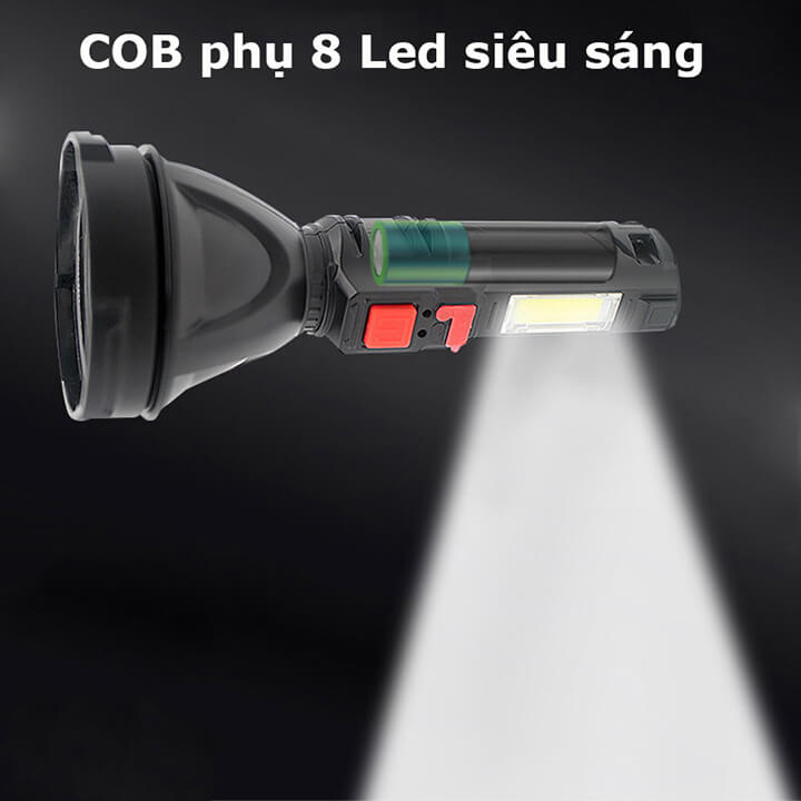 Đèn pin cầm tay mini siêu sáng chiếu xa 300m, chống nước IP65, pin trâu kèm cap sạc micro USB