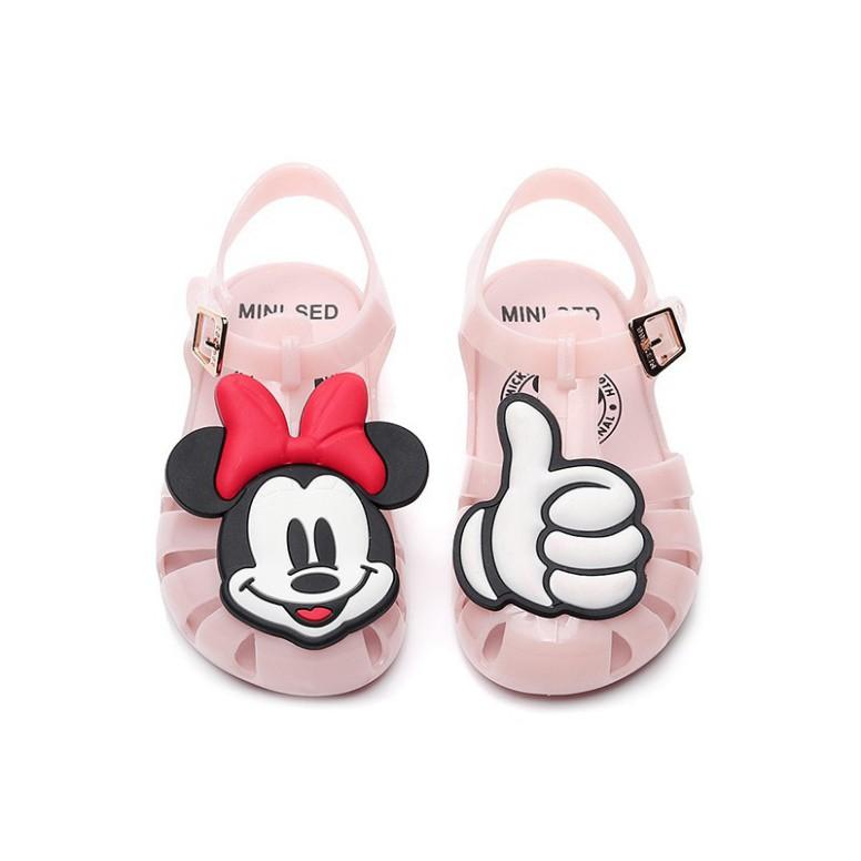 Freeship Giày nhựa mềm chống trượt hình chuột Mickey xinh xắn cho bé gái