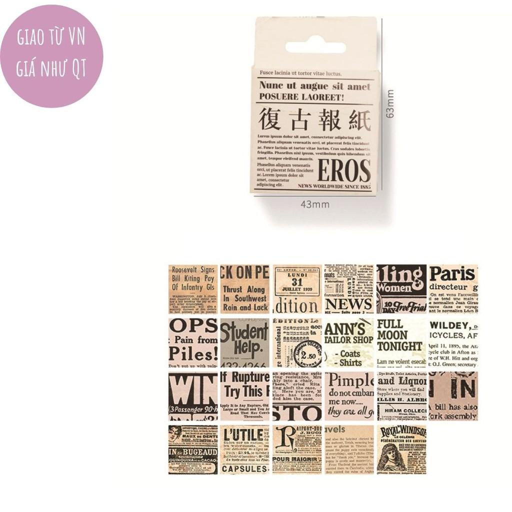 Hộp 46 sticker nhãn dán đáng yêu trang trí điện thoại vật dụng học tập gia đình Vintage Newspaper ST128