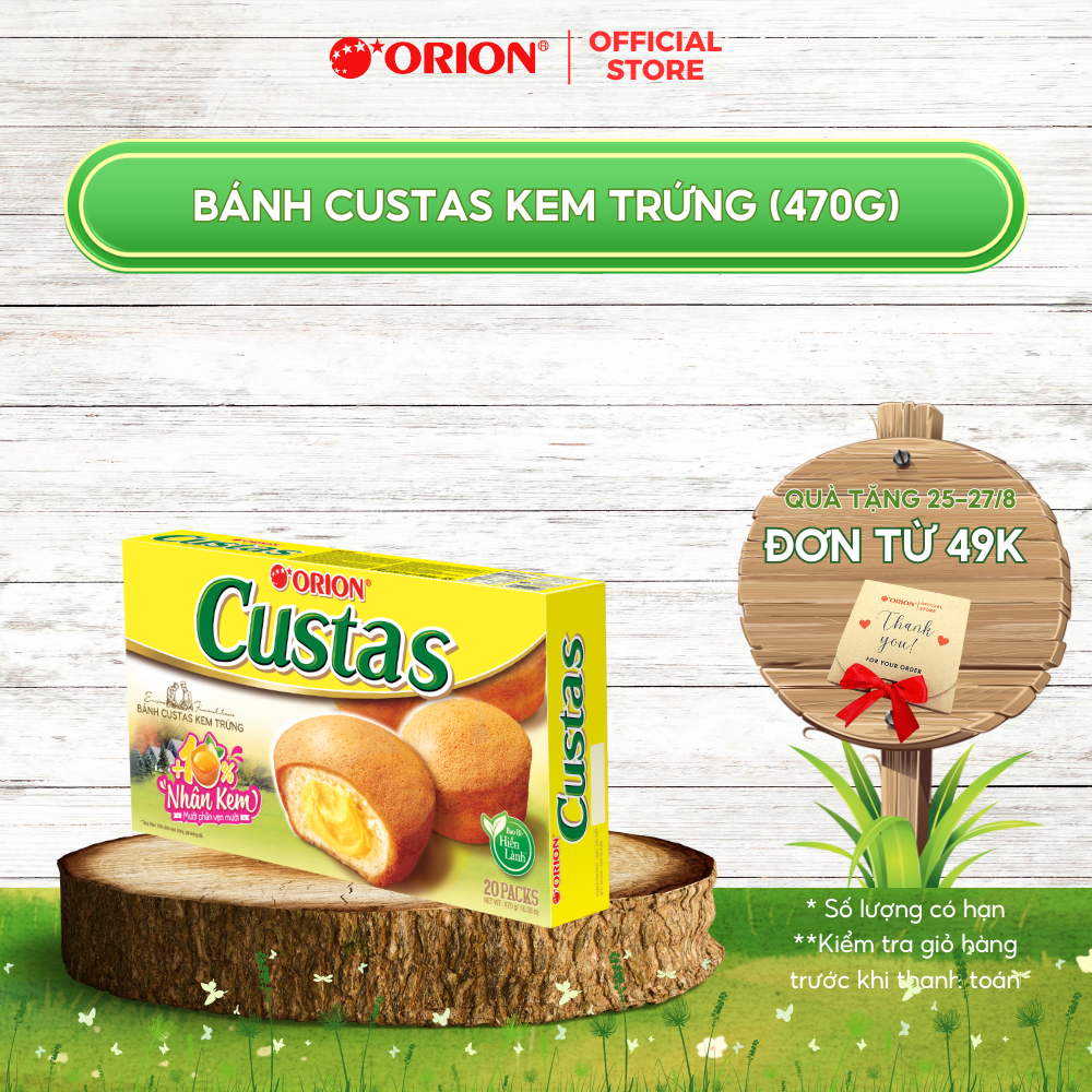 Hộp 20 gói bánh CUSTAS Nhân Kem BƠ TRỨNG 470G