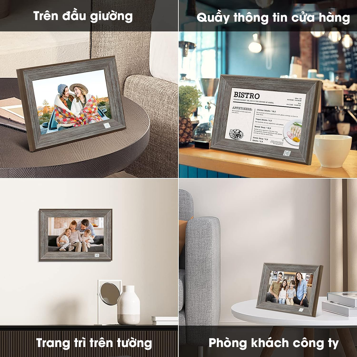 Khung tranh chuyển động kỹ thuật số Wifi Kodak RCF-1013W, màn hình 10 inch, độ phân giải 1280x800 pixels