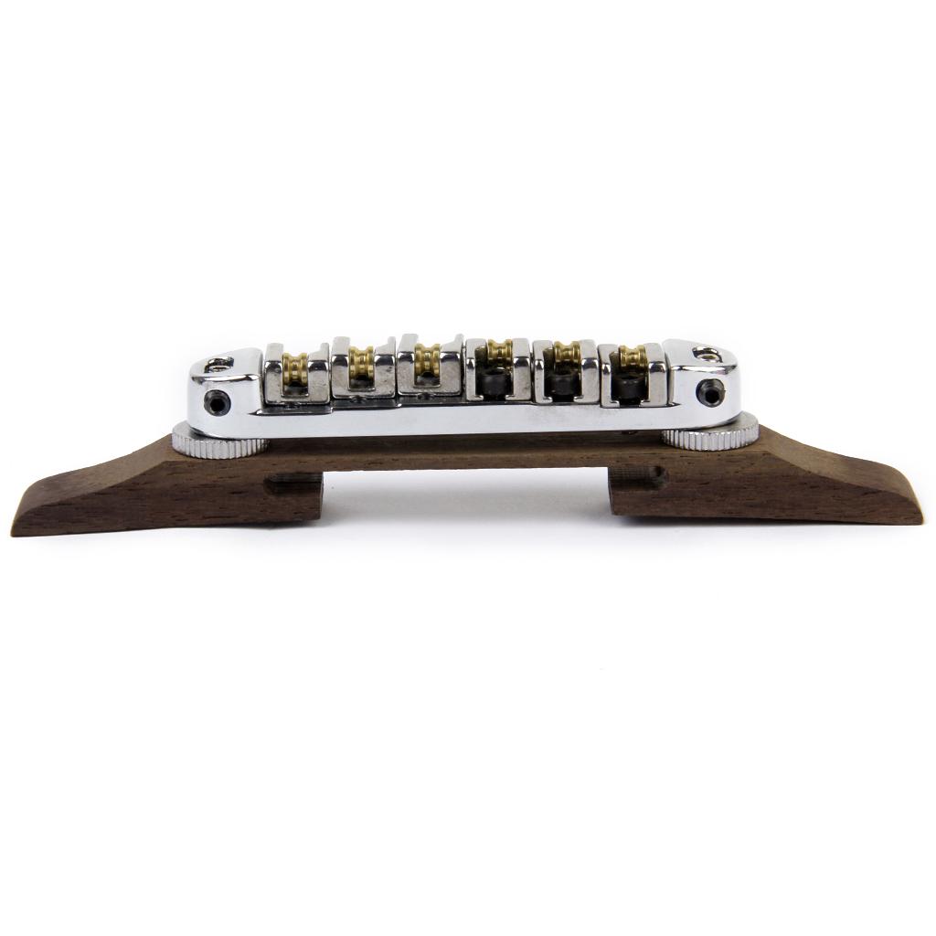Chrome Plated Bridge Roller Saddles w Rosewood Base for Archtop Jazz Guitar