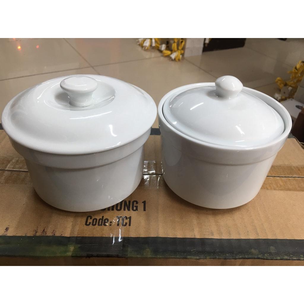 THỐ CHƯNG YẾN BẰNG SỨ TRẮNG CAO CẤP - Thố Trụ Lớn