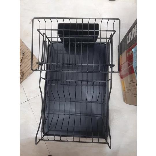 Kệ chén dĩa 2 tầng bằng sắt Lock&Lock 2 Tier Dish Rack LDR206BLK - Hàng chính hãng, dễ lắp đặt - Hapos