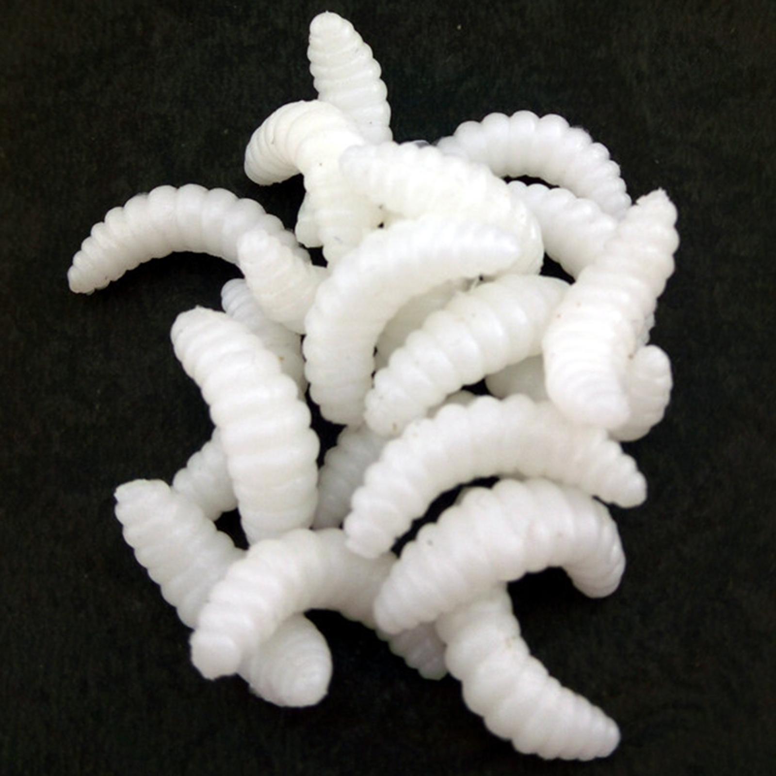 100pcs Worms Bait Soft Fishing Lure Maggots Bass Crankbait Tackle Wobbler