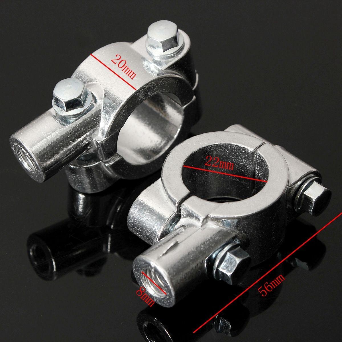 2x Mirror Mount Bracket Clamp for 7/8" Handlebar Motorcycle Chrome