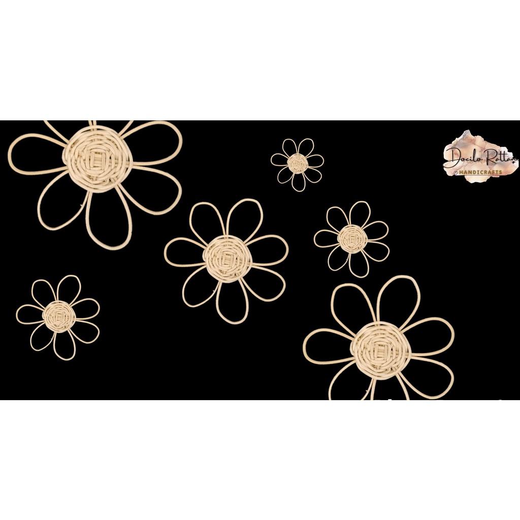 Set 3 bông hoa bằng mây trang trí- Đồ mây decor trang trí treo tường, trang trí nhà cửa, hoa trang trí tường quán cà phê