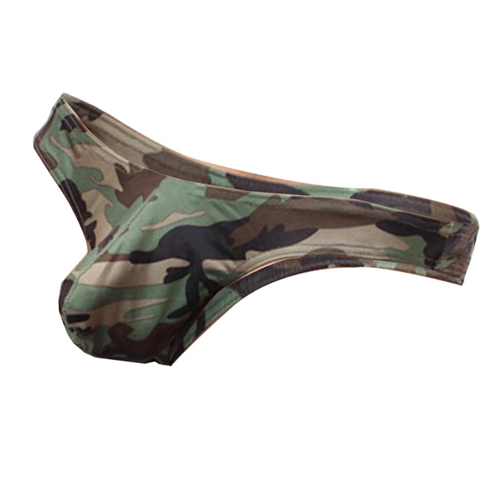 Mens Camouflage T-Back Underwear Low-rise Bikini G-String Thong Briefs
