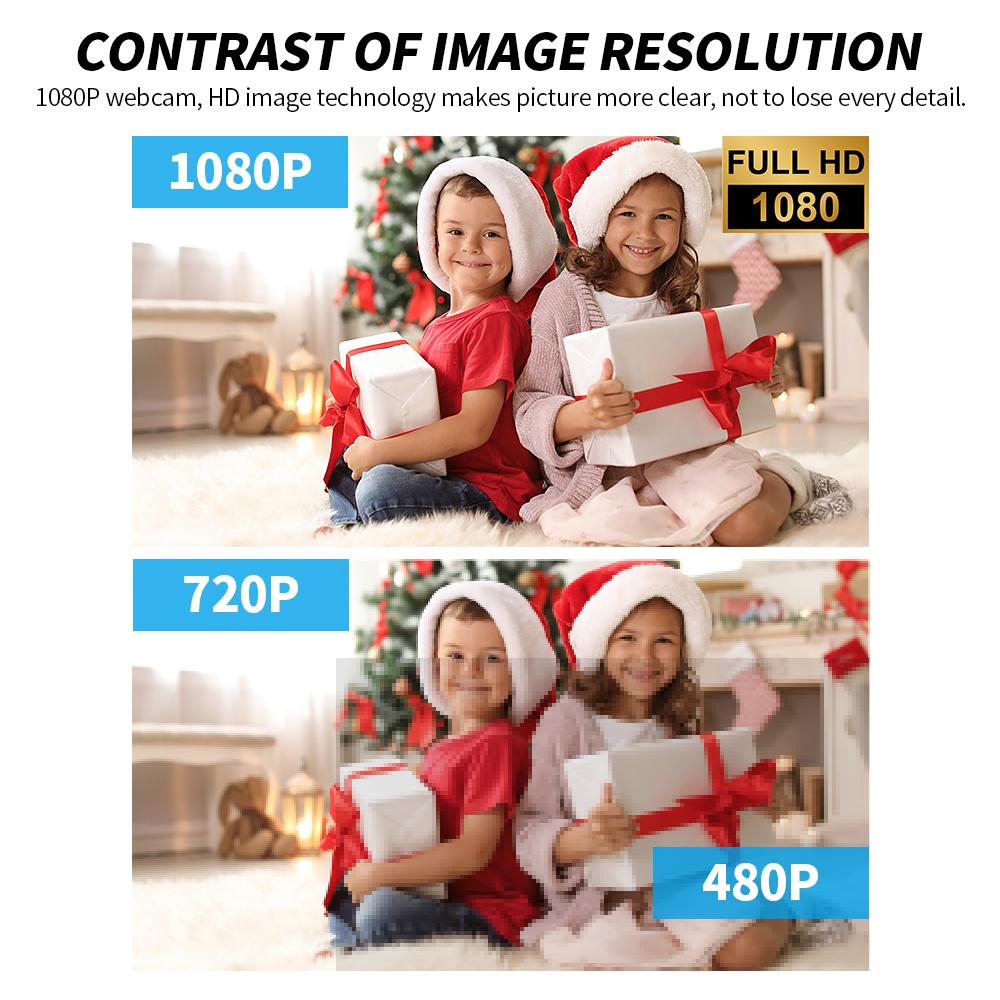 1080P HD Webcam Full HD 1080P Camera Manually Focus Built-in Microphone Built-in Speakers Plug and Play for Online Class