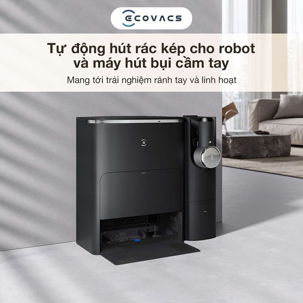 Robot hút bụi lau nhà kèm máy hút bụi cầm tay Ecovacs X2 Combo - Lực hút 8700Pa, Giặt giẻ nước nóng - HÀNG CHÍNH HÃNG
