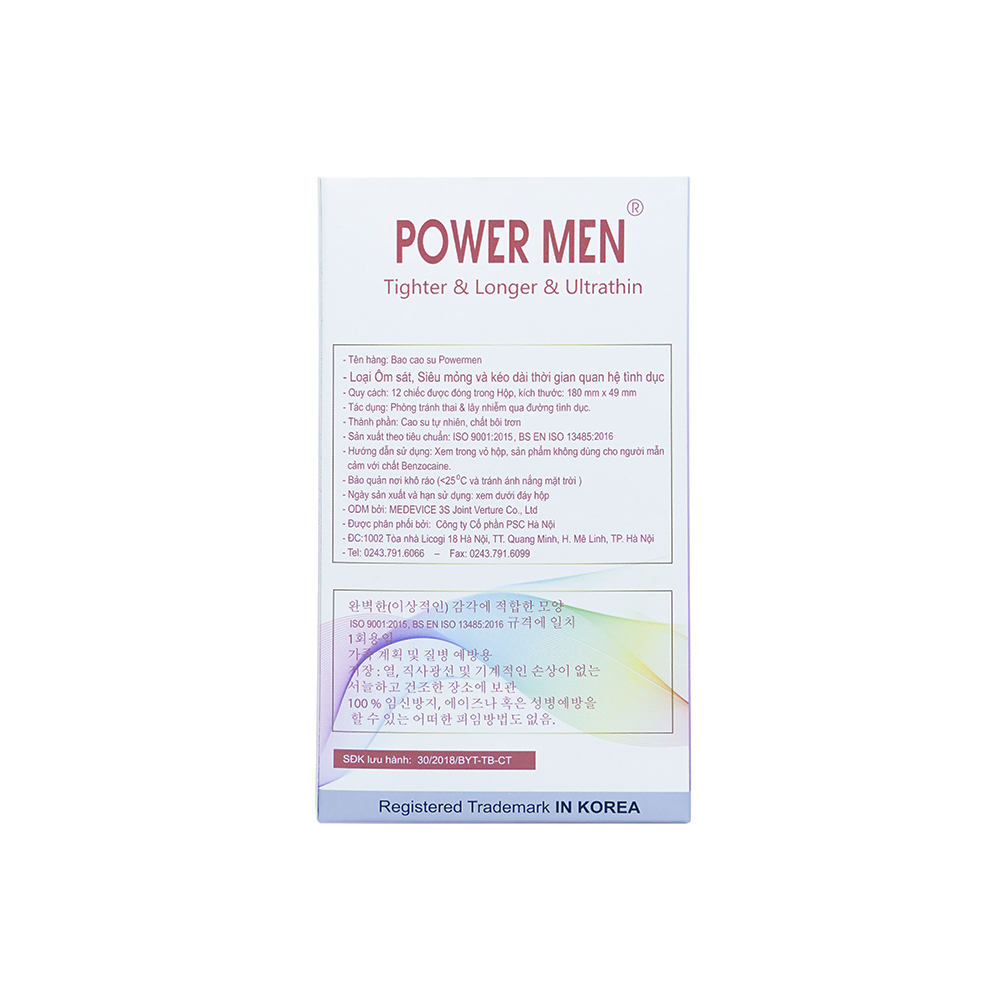 Bao cao su Ôm sát Siêu mỏng Powermen Kéo dài thời gian quan hệ cho Nam