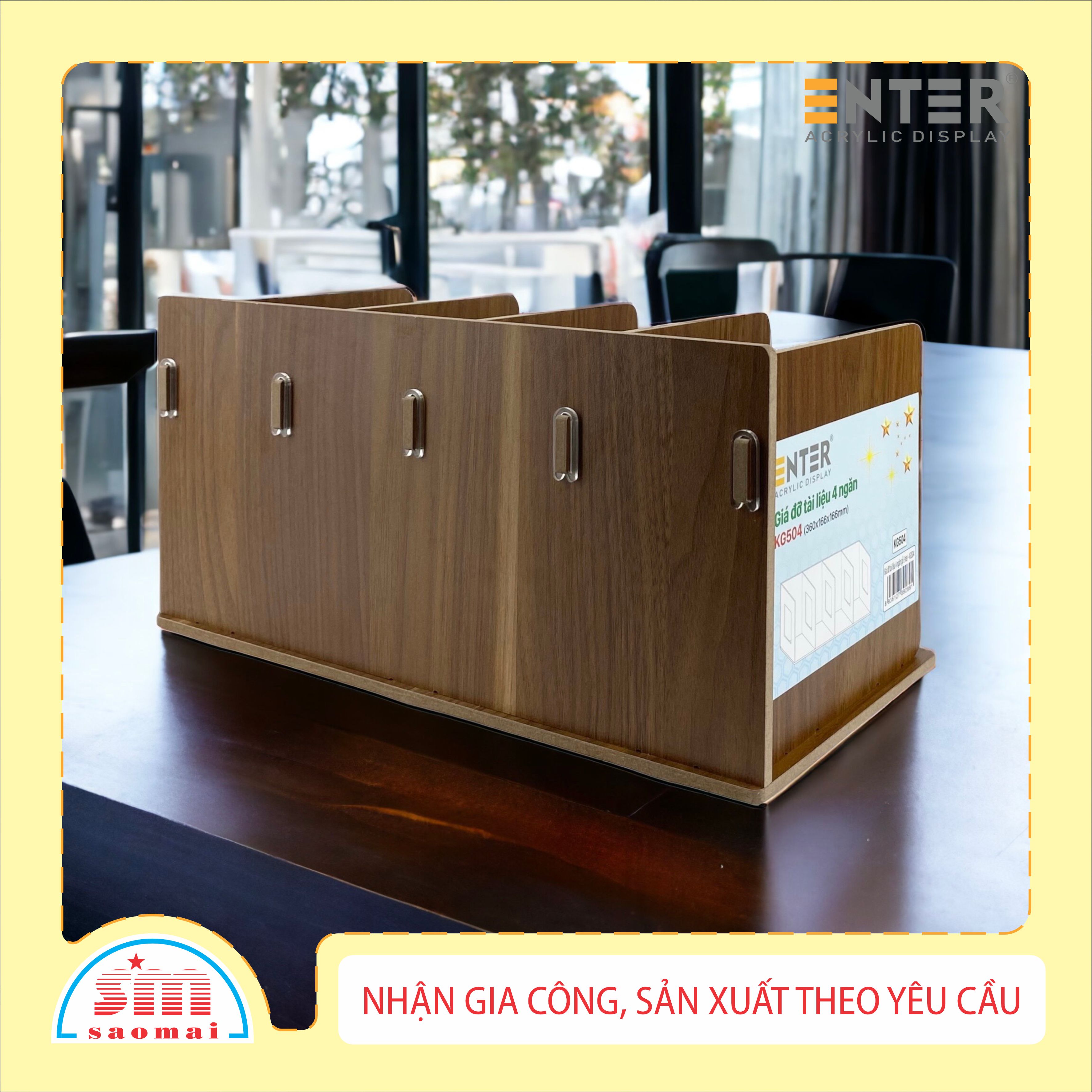 Giá đỡ tài liệu 4 ngăn gỗ Enter KG504 360x166x166mm