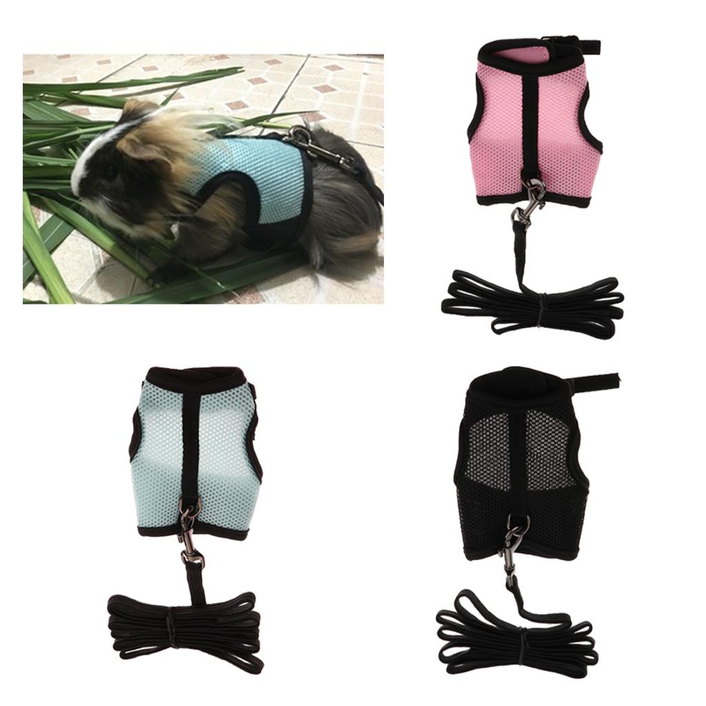 2x Hamster Rabbit Guinea Pig Rat Ferret Breathable Mesh Harness Leash Pink S